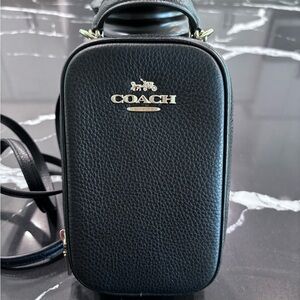 Coach Eva Black Crossbody Bag Pebbled Leather